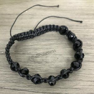 Black Beaded Macrame Cord Bracelet